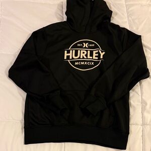 Hurley Black Hoodie with White Logo kids xl fits like adult small
